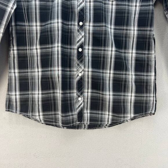 BKE Button Down Shirt Men's Size L Black White Plaid Athletic Fit Western - Picture 3 of 14